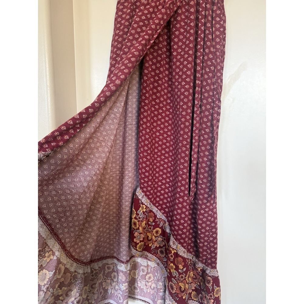 Boho Red Floral Long Dress Size Small Cottagecore  Romantic  Band Of Gypsies - Picture 6 of 10